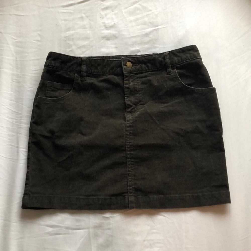 urban outfitters army green corduroy skirt